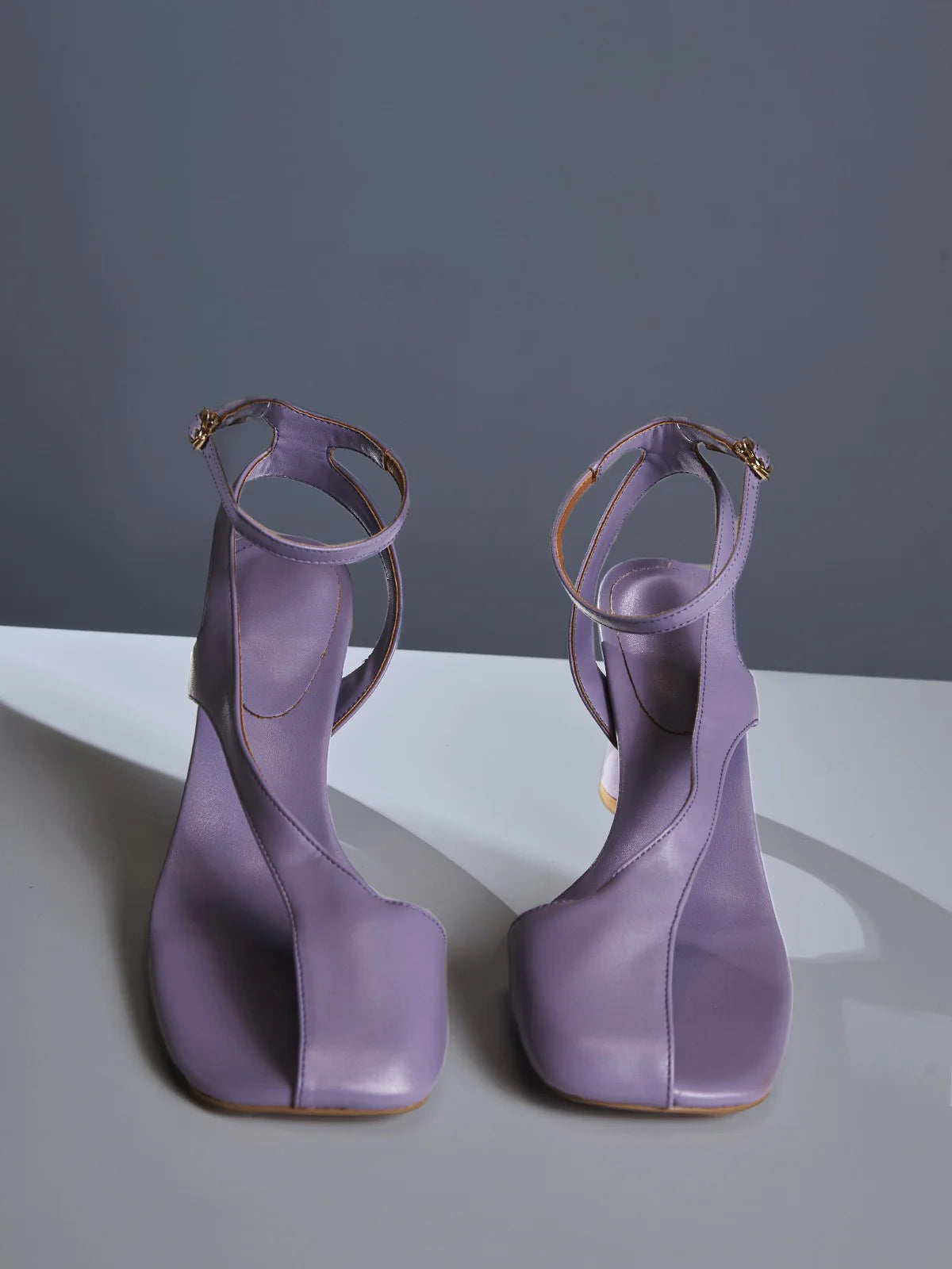 Cutout leather high heels