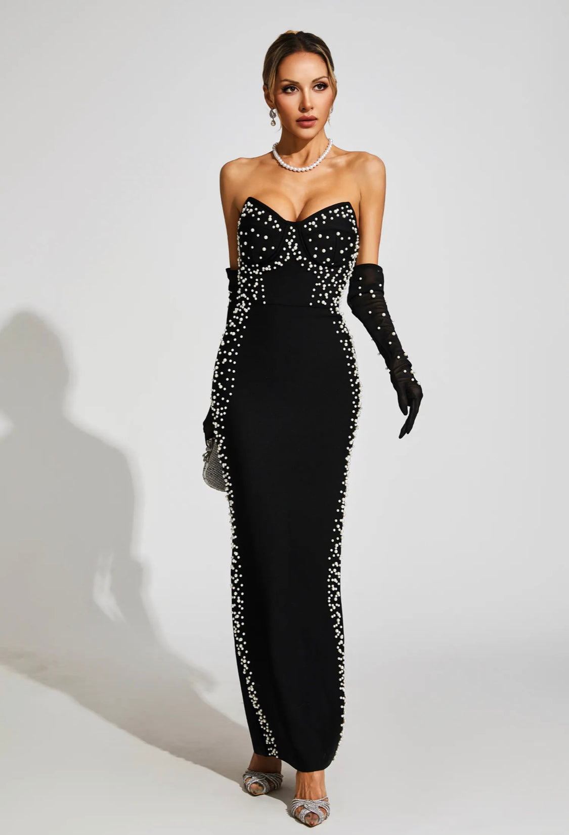 Pearl adorned maxi dress