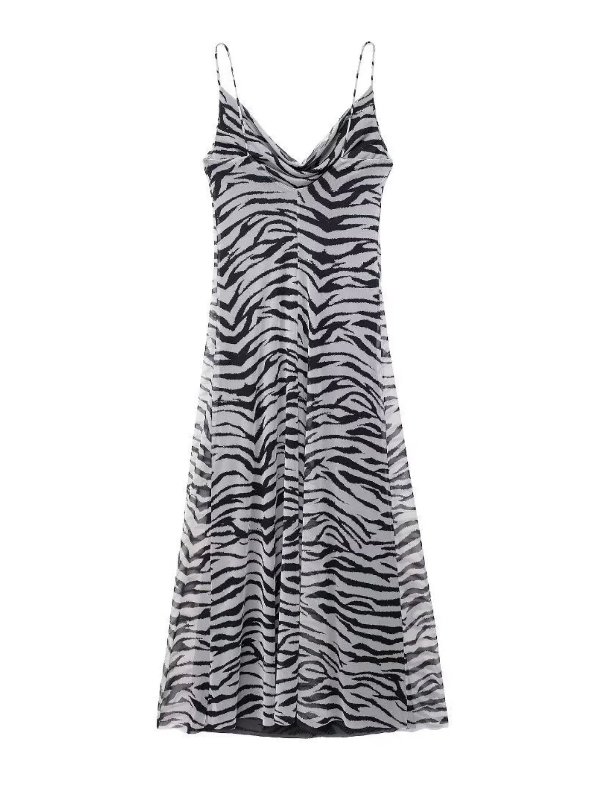 Zebra Mesh Slip Dress