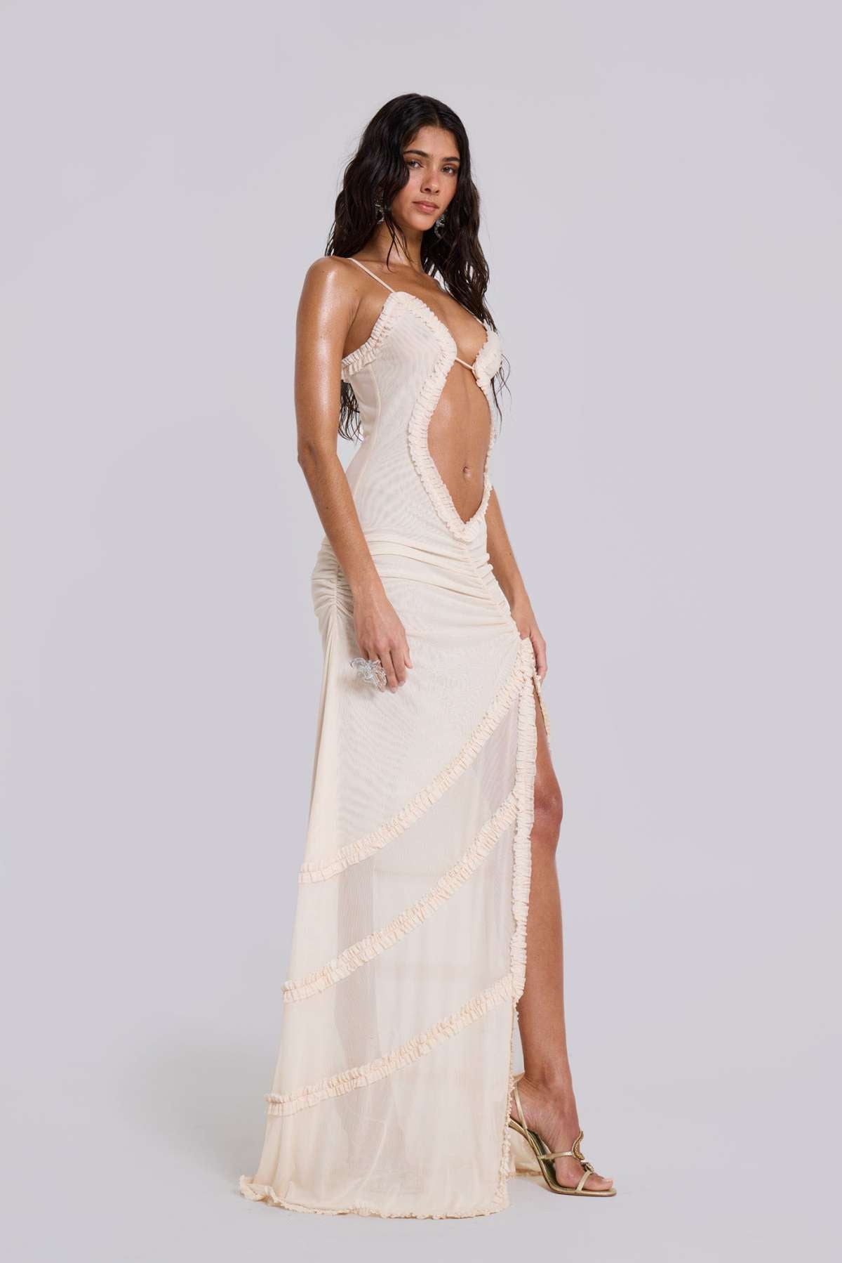 Amaya Cutout Ruffle Maxi Dress