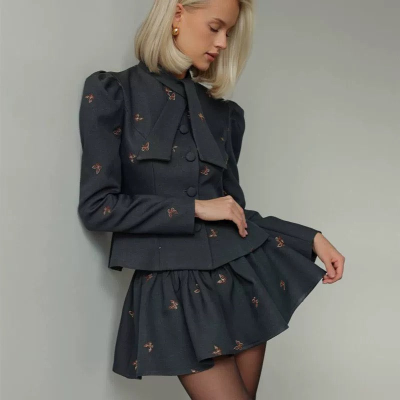 Midnight Blossom Blazer Mini Set