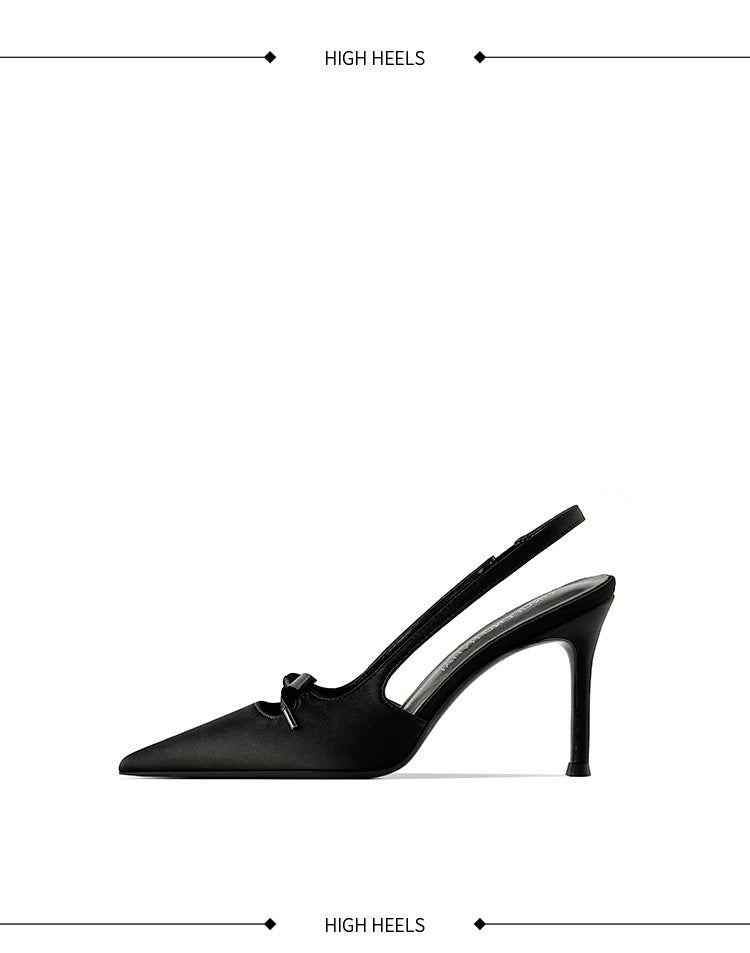 Rosalie Satin Bow Slingback Heels