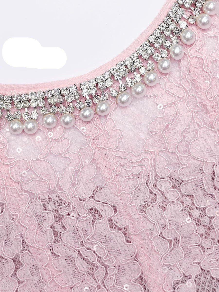 Élise Lace Diamond Midi Dress