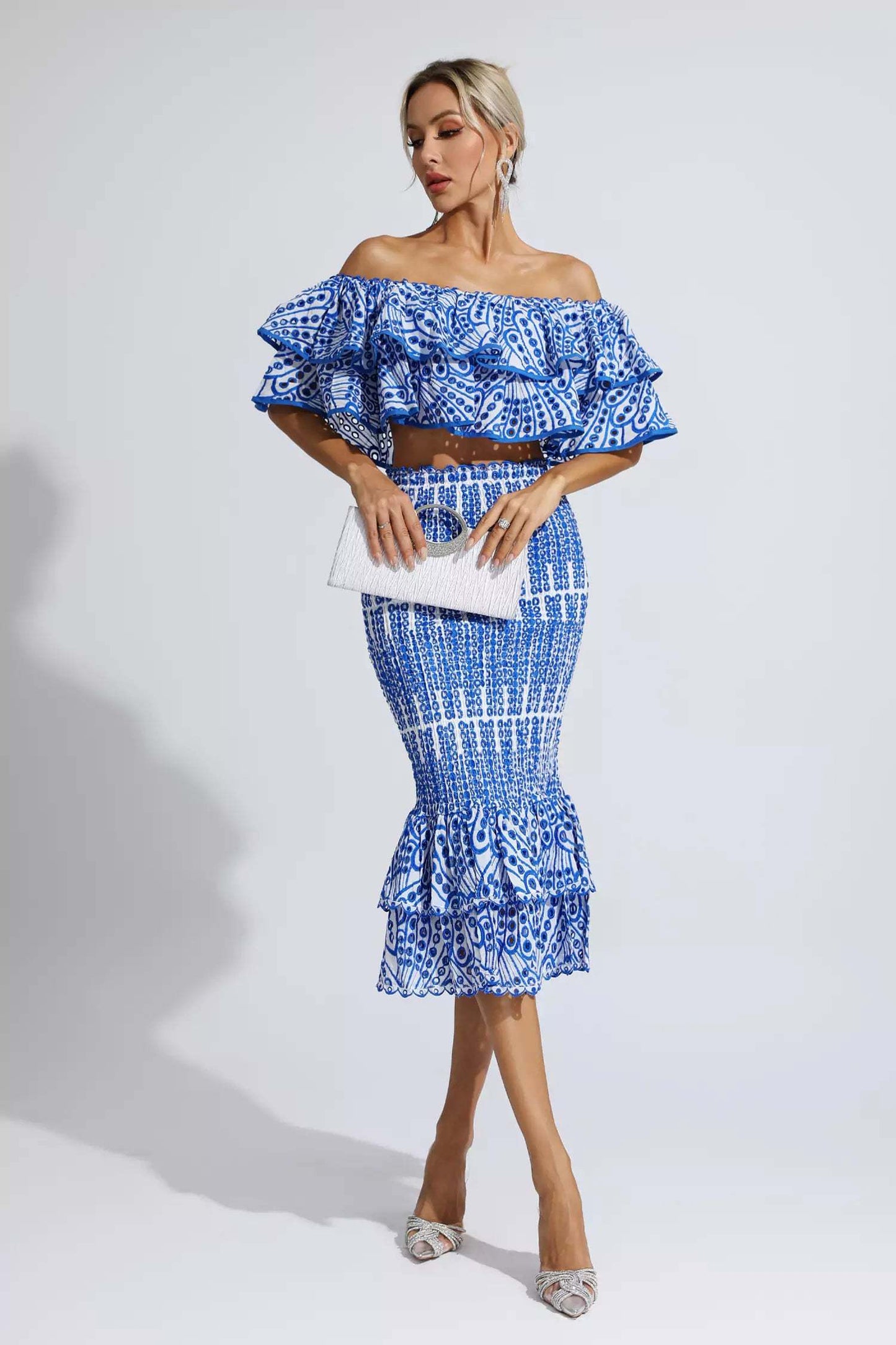 Winnie off shoulder ruffle skirt set