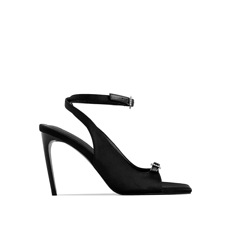 Celeste Satin Ankle Strap Slingback Heels