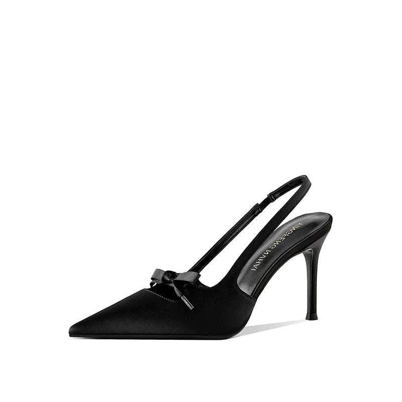 Rosalie Satin Bow Slingback Heels