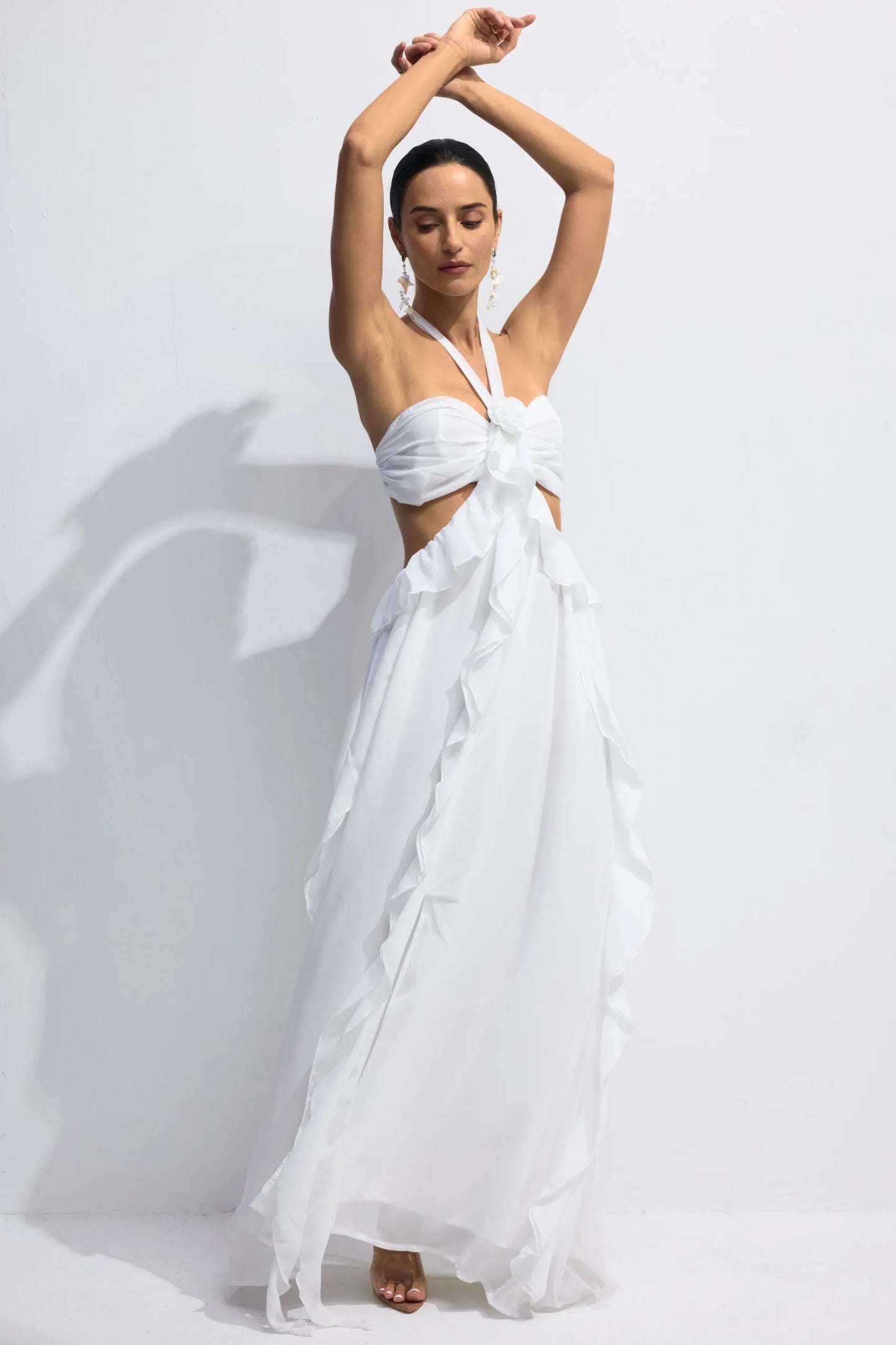 Ophelia Ruffle flower Cutout Maxi Dress