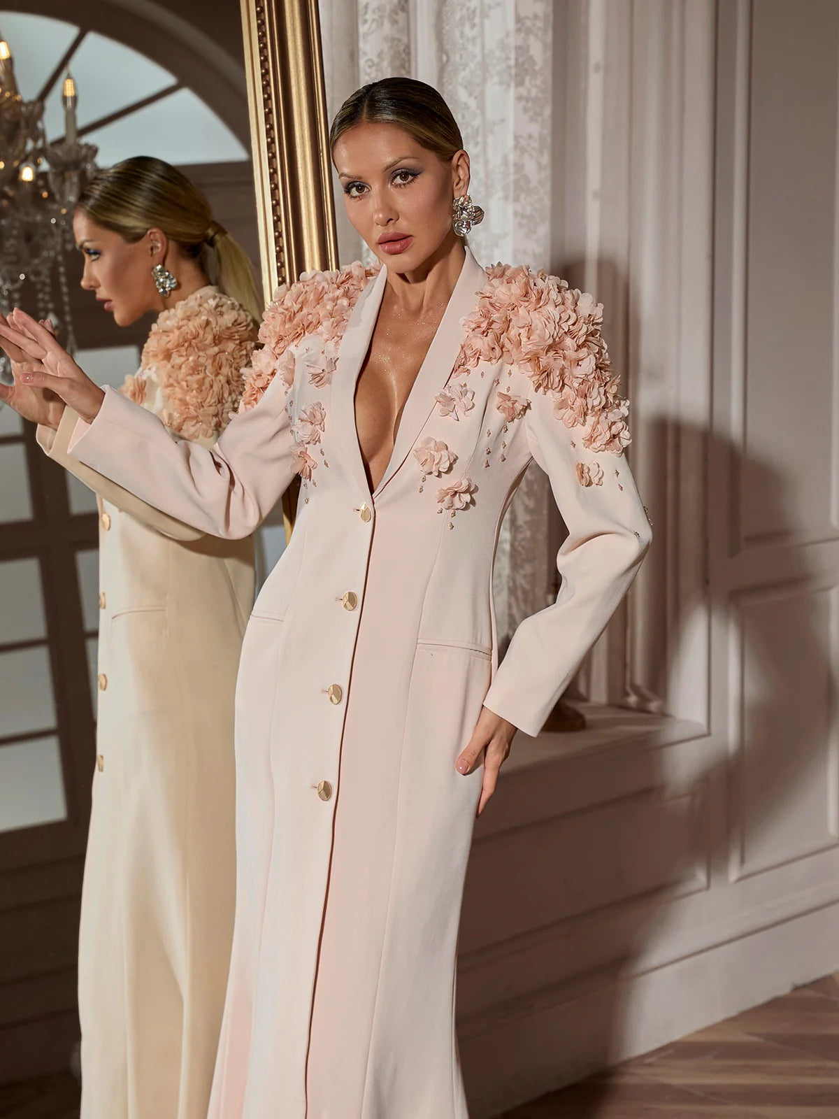 Rosalie 3D Floral Blazer Gown