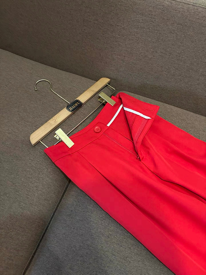 Camélia Flower Blazer Red Suit Set