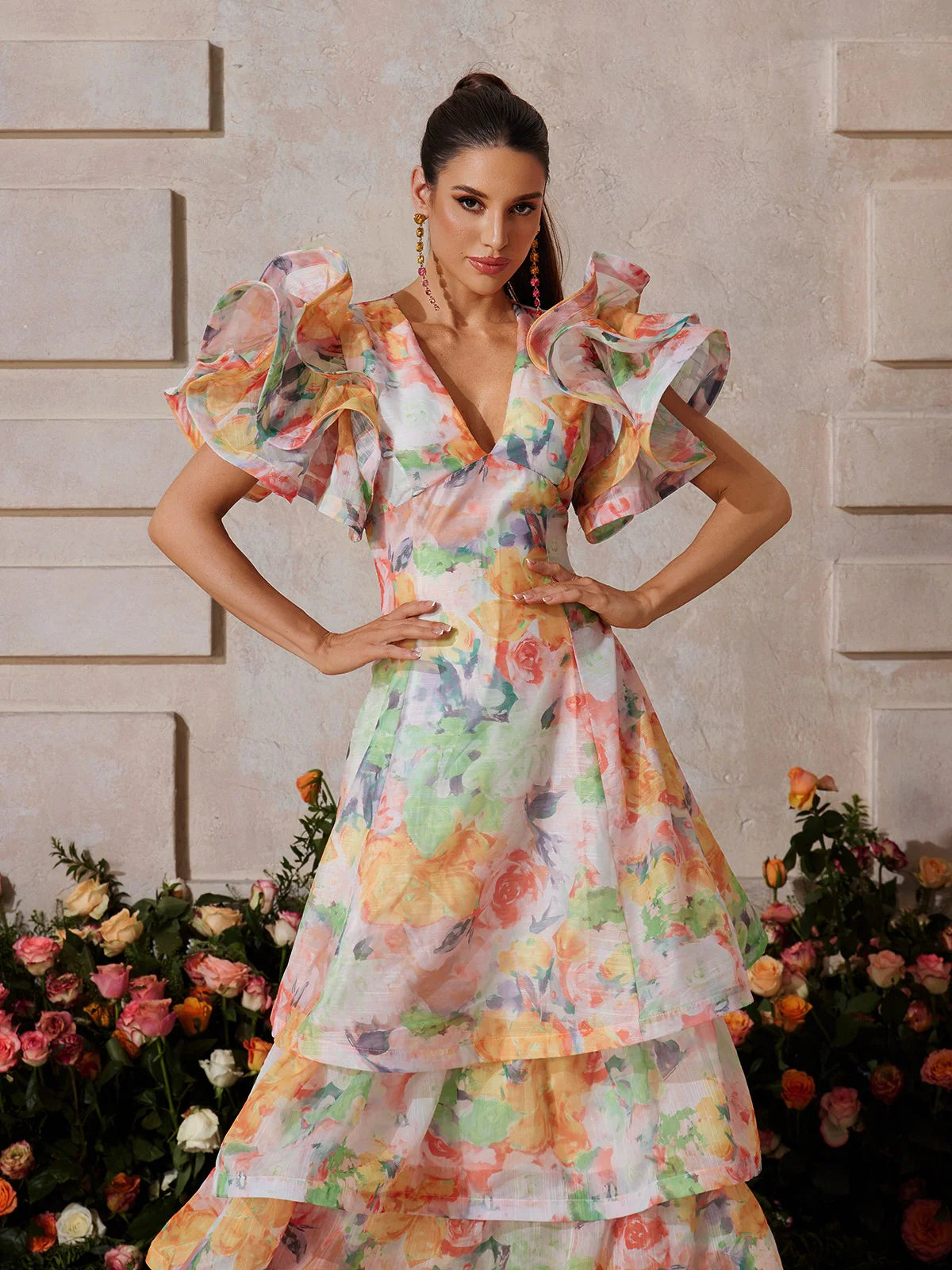 Aurora Ruffle Floral Maxi Dress