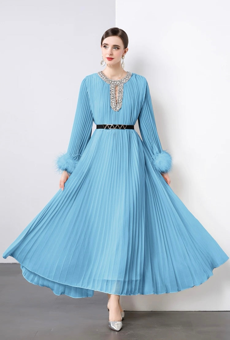 Regal Pleats crystal Gown