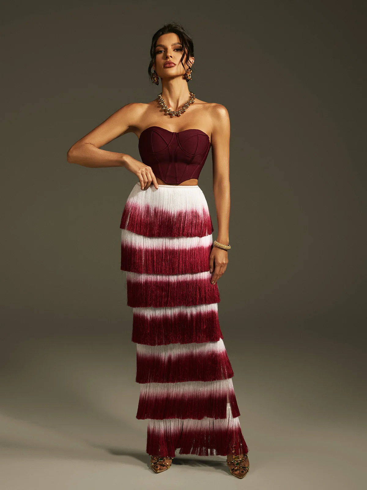 Bordeaux Cascade Fringe Set