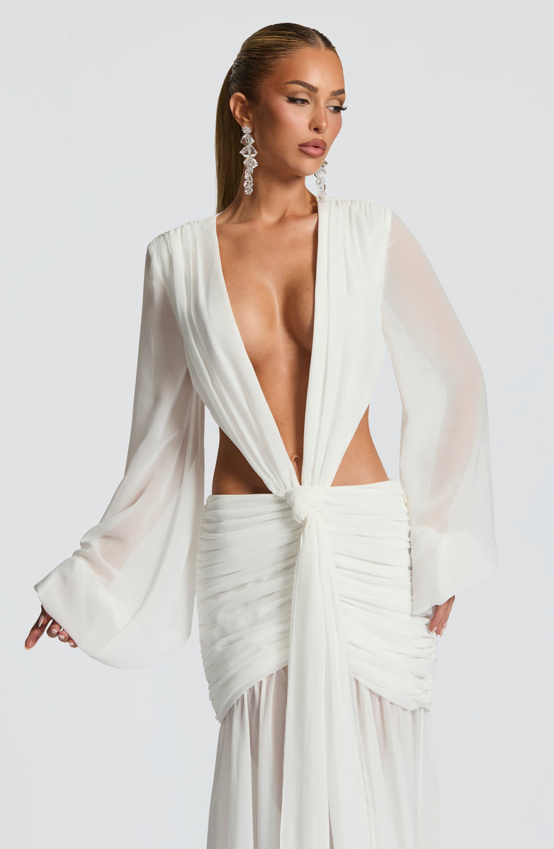 Soleil Ruched Cutout Maxi Dress