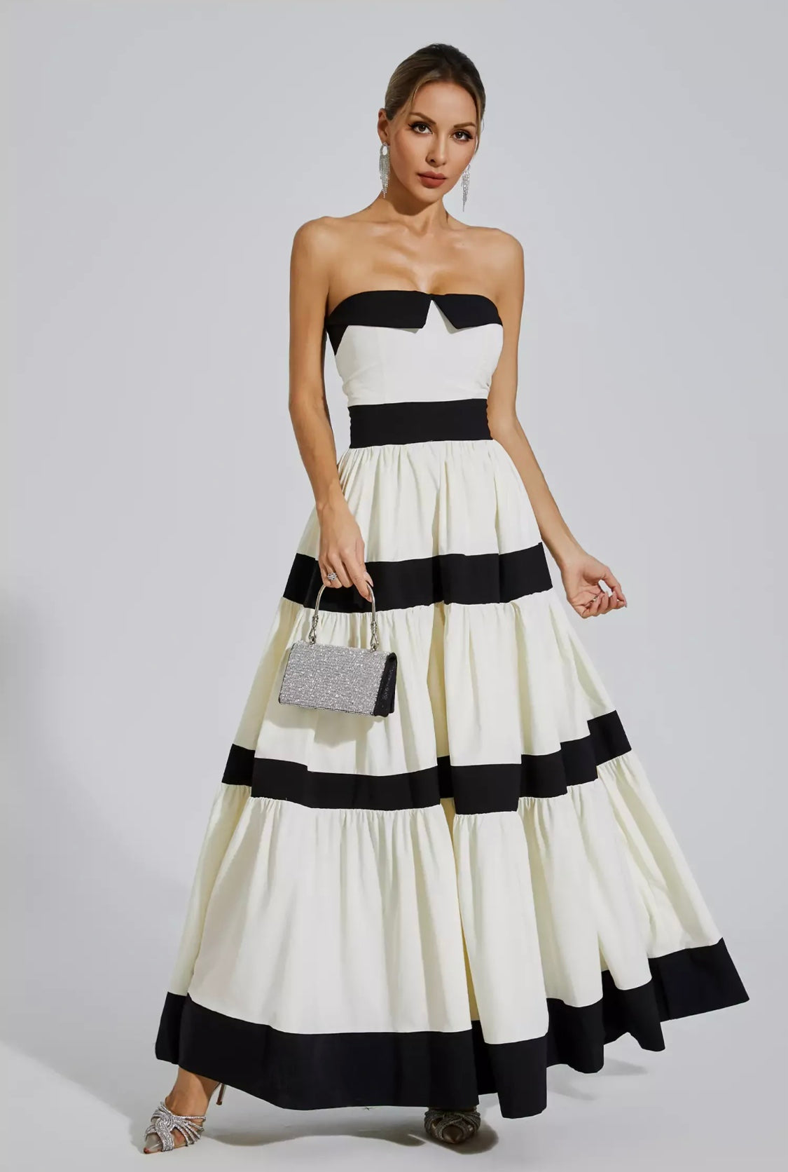 Valéry stripe bow knot maxi dress