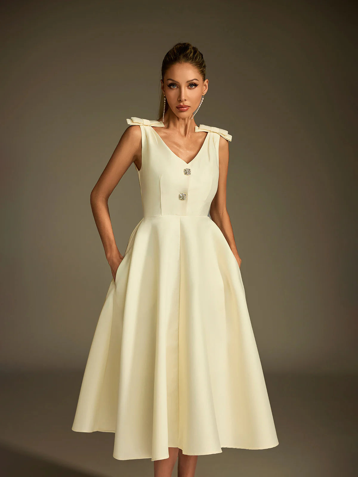 Colette Satin Fit & Flare Midi Dress