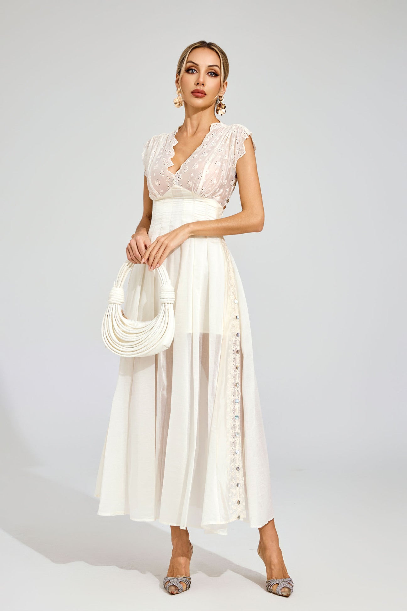 Étoile Broderie Sheer Midi Dress