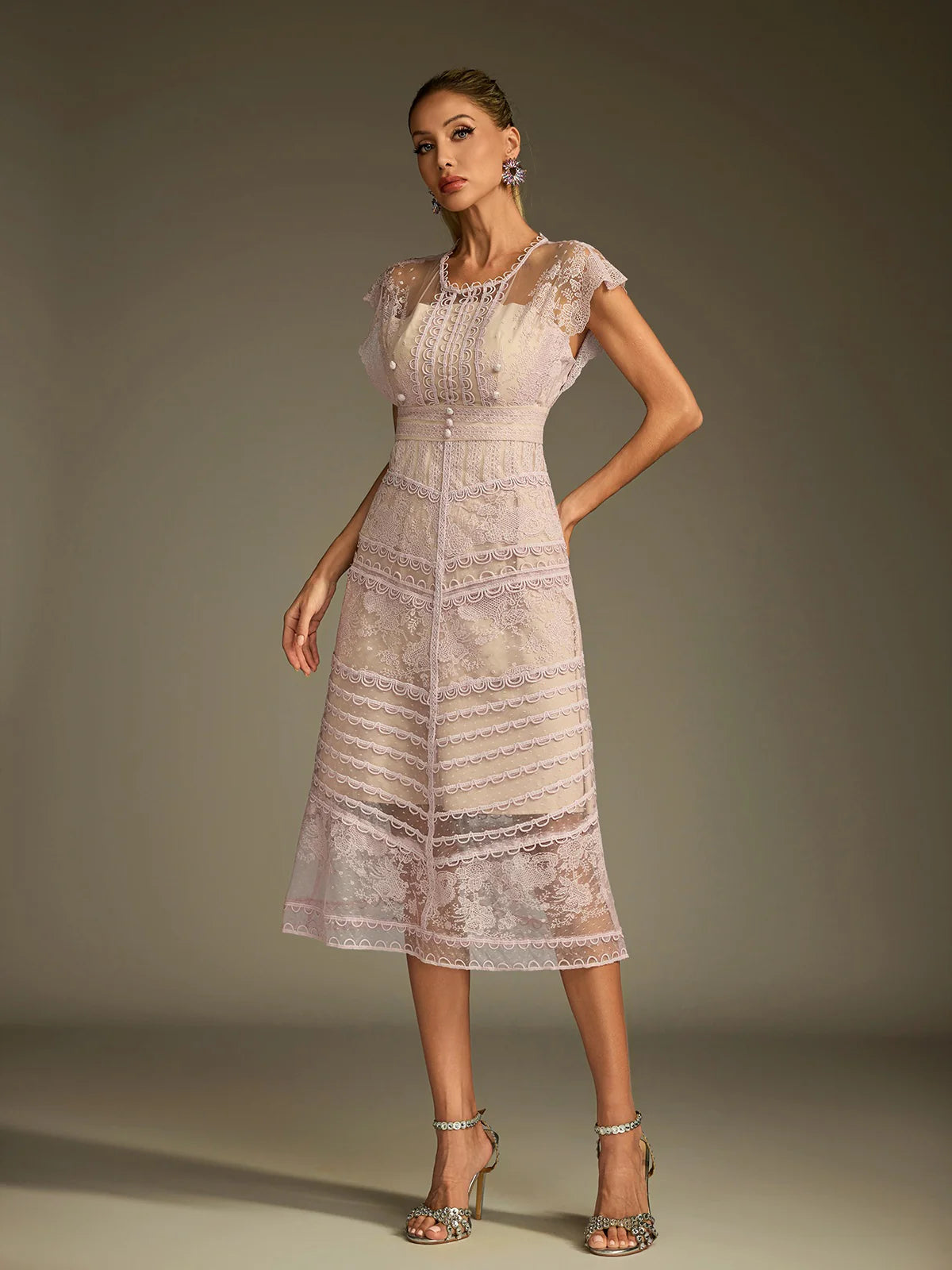 Éclat Lace Illusion Midi Dress