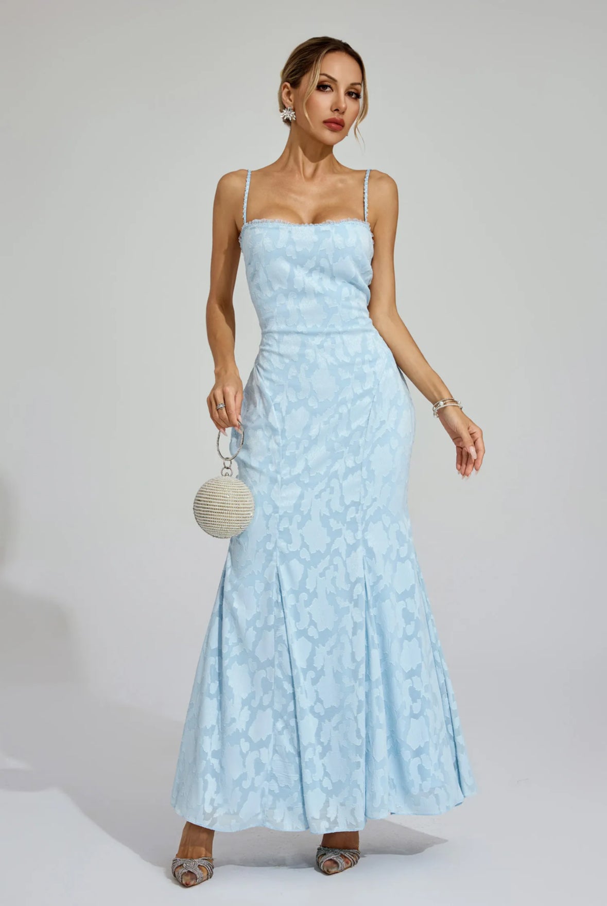 Céleste Back-Tie Blue Gown