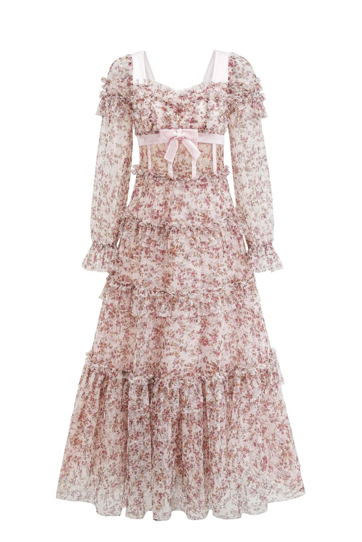 Floral mesh maxi dress