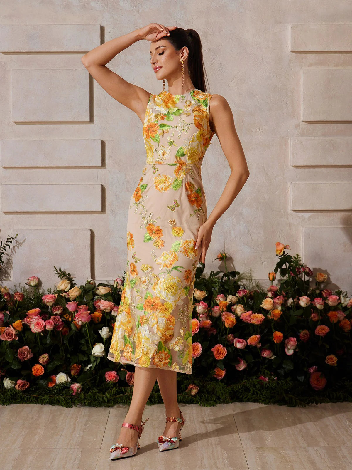 Solana Flower Midi Dress