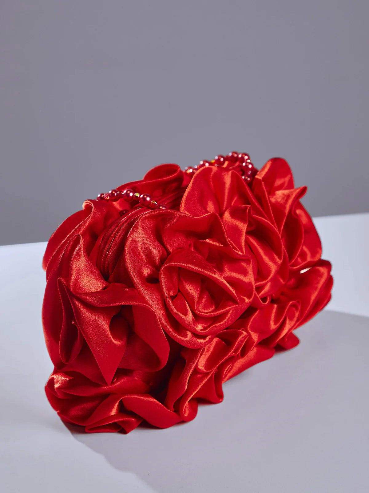 Red flower satin bag