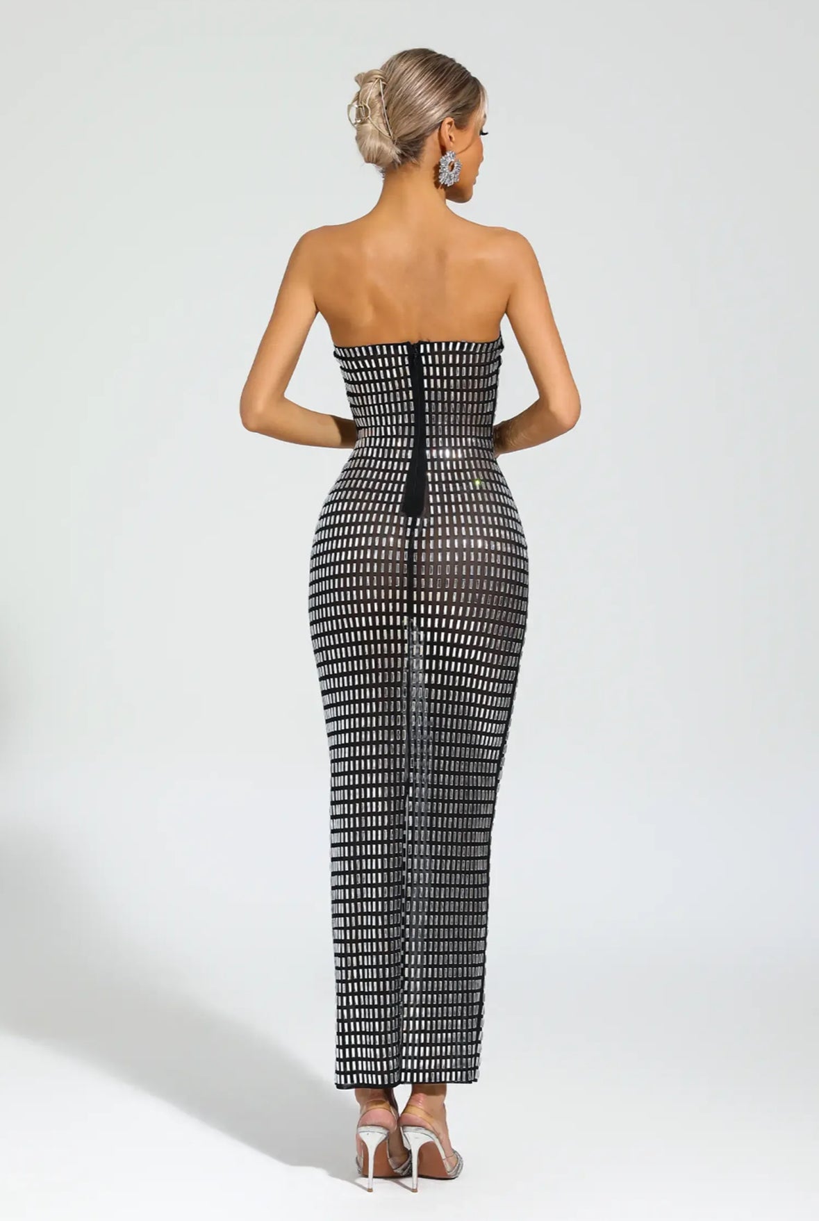 Rhinestone Mesh maxi dress
