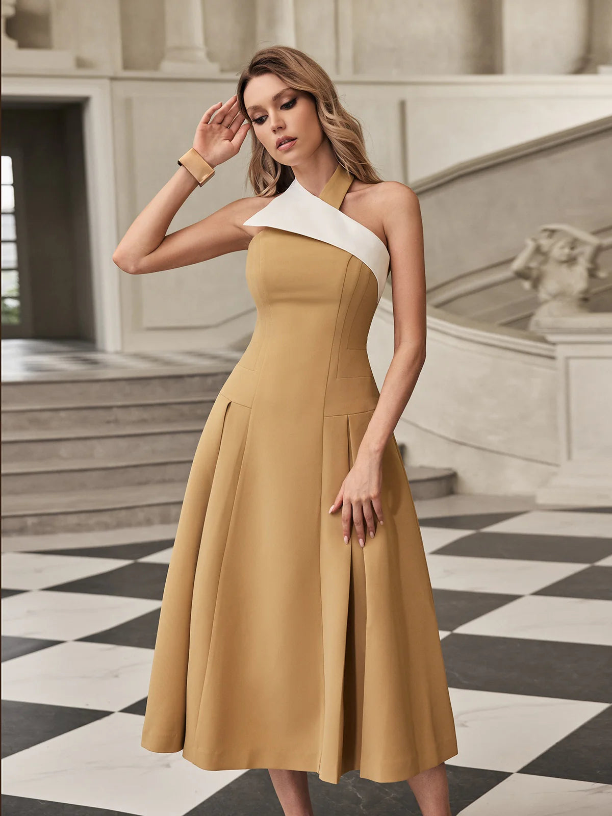 Lana Asymmetric Halter Dress