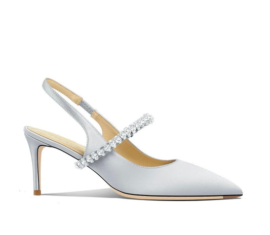Crystal satin high heels