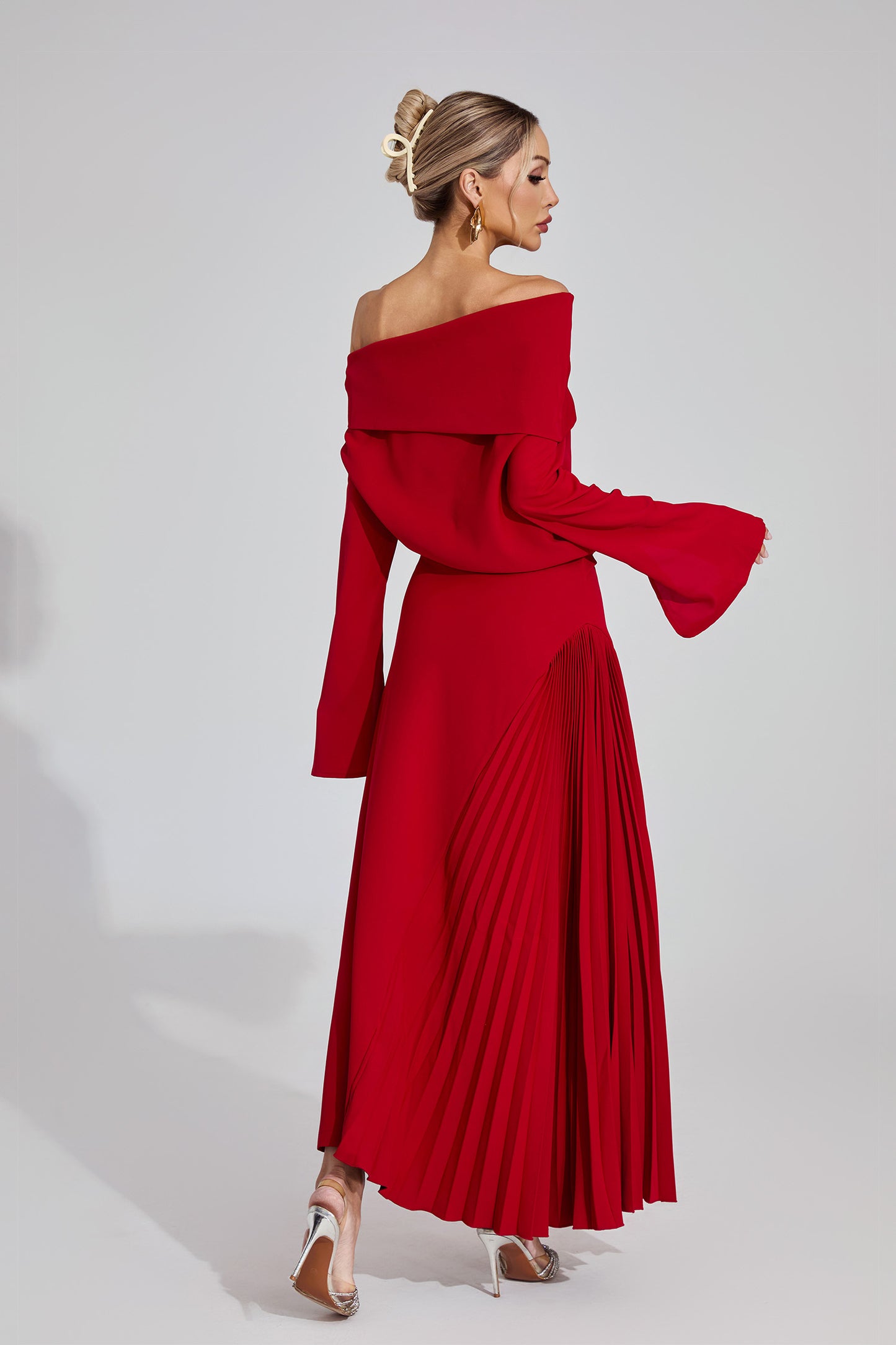 Valentina Draped Pleated Maxi Dress