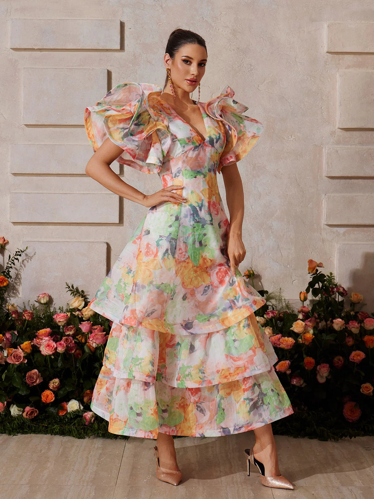 Aurora Ruffle Floral Maxi Dress