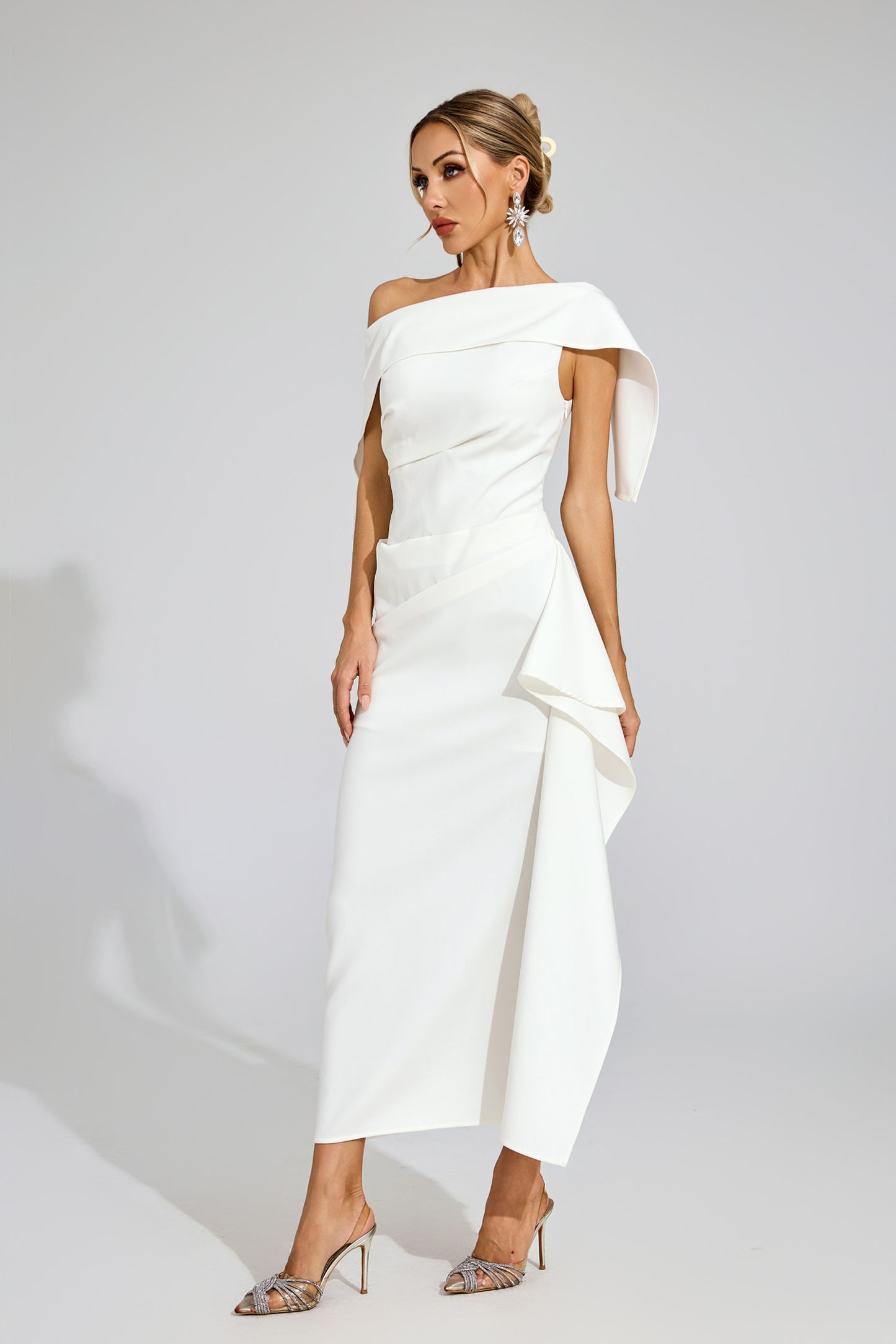 Ivana Draped One-Shoulder Gown