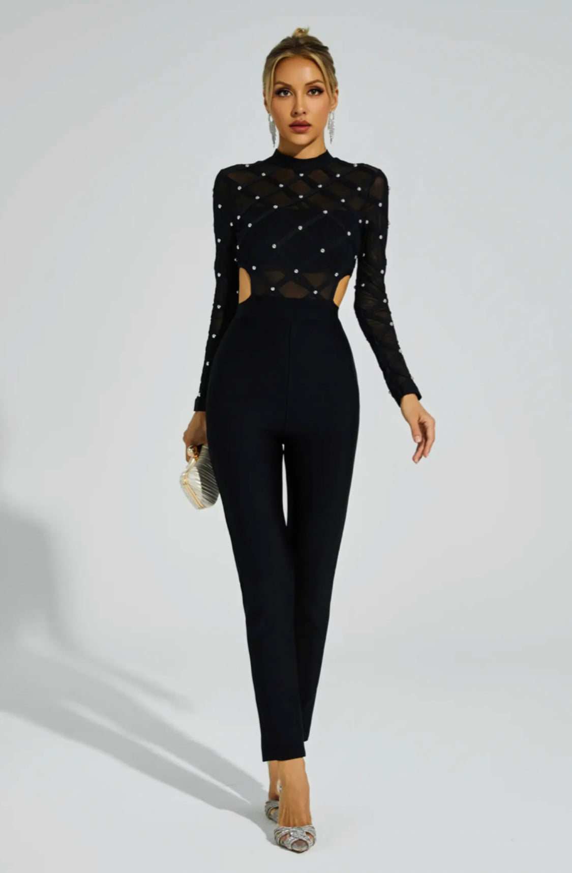 Carr black beaded jumpsuit