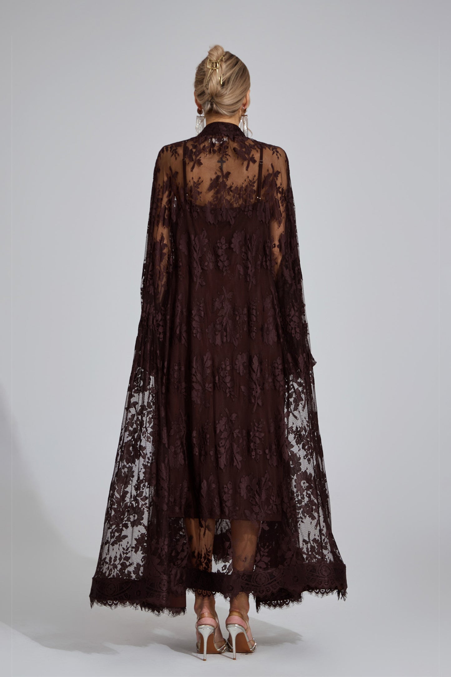 Nocturne Lace Cape Maxi Dress