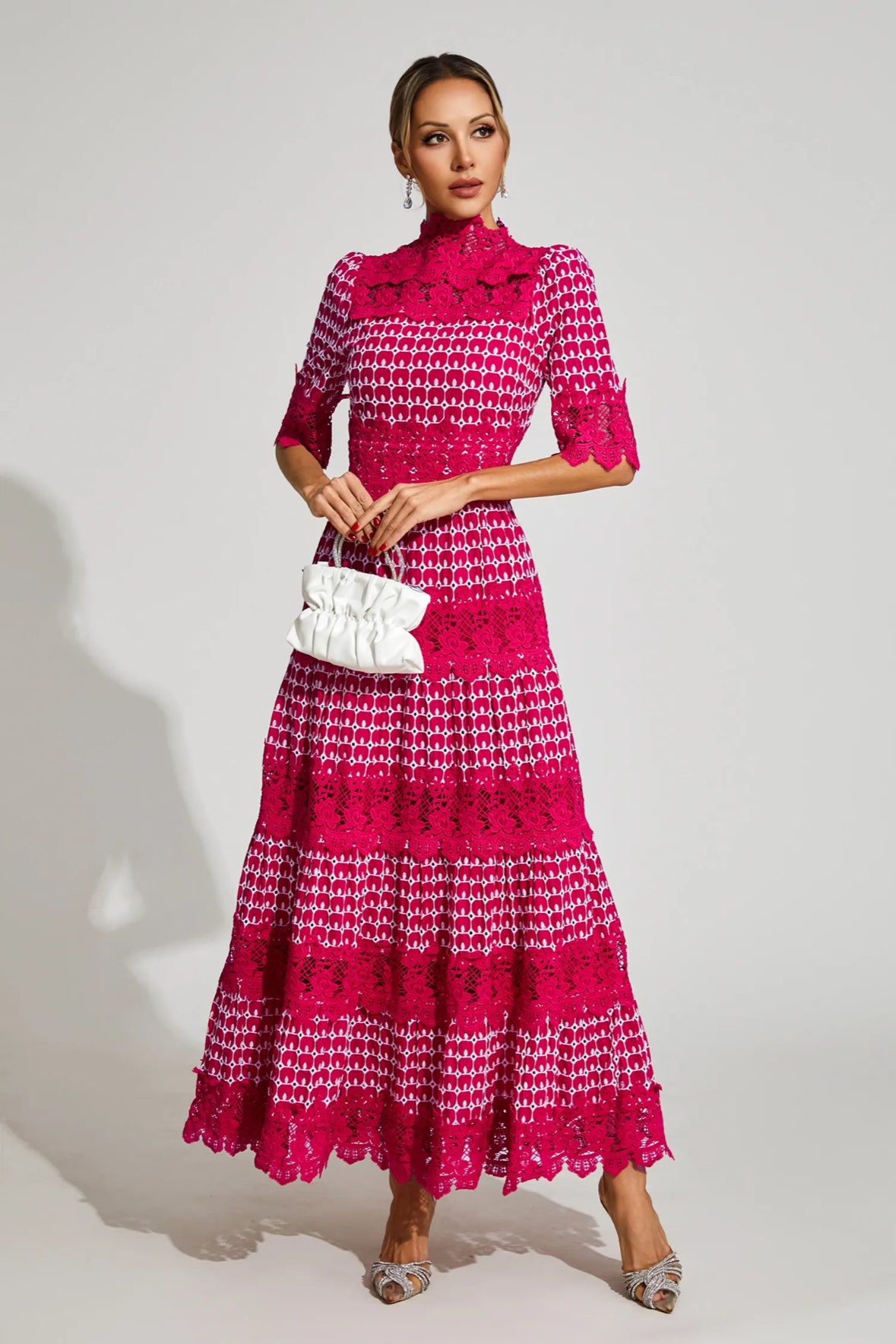 Pink short sleeves  maxi dress