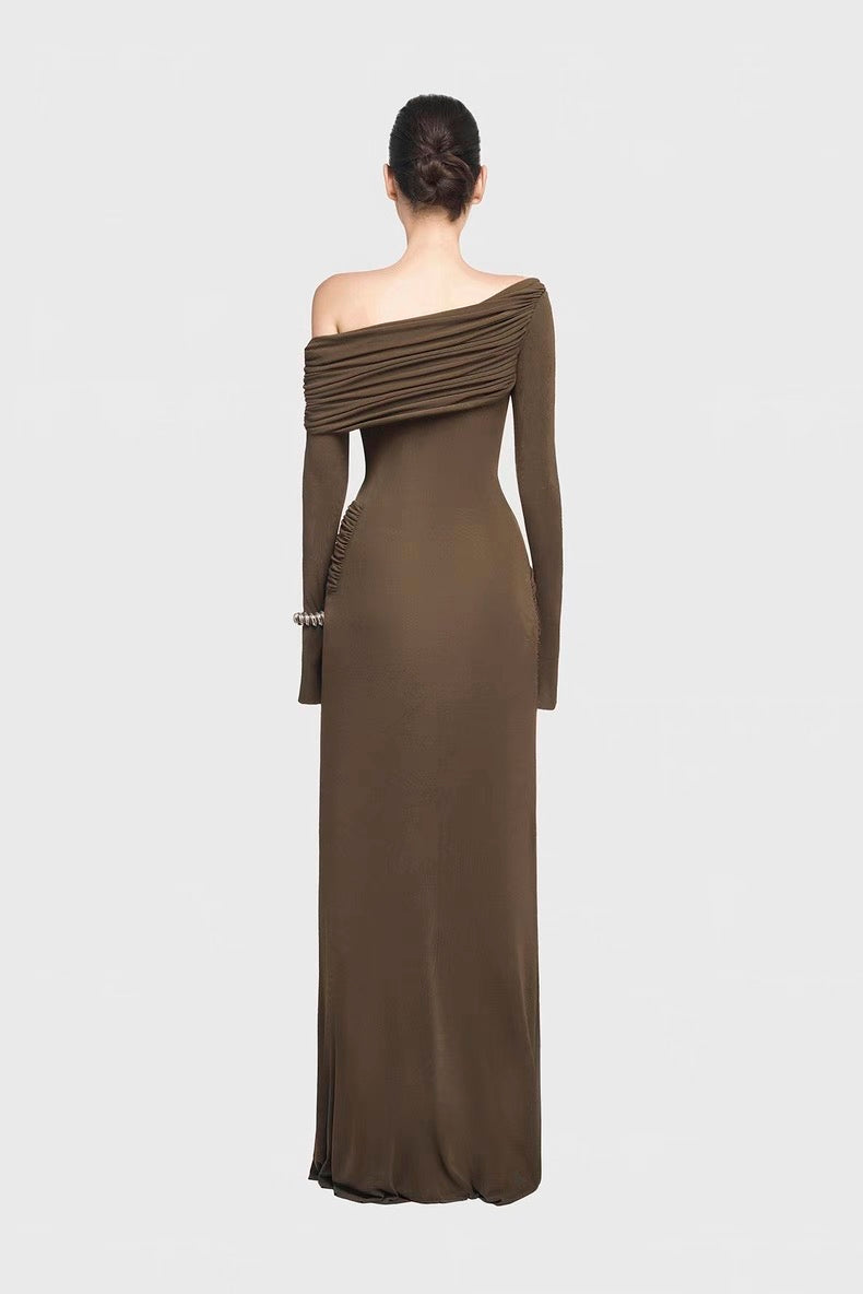 Cassia One-Shoulder Draped Gown
