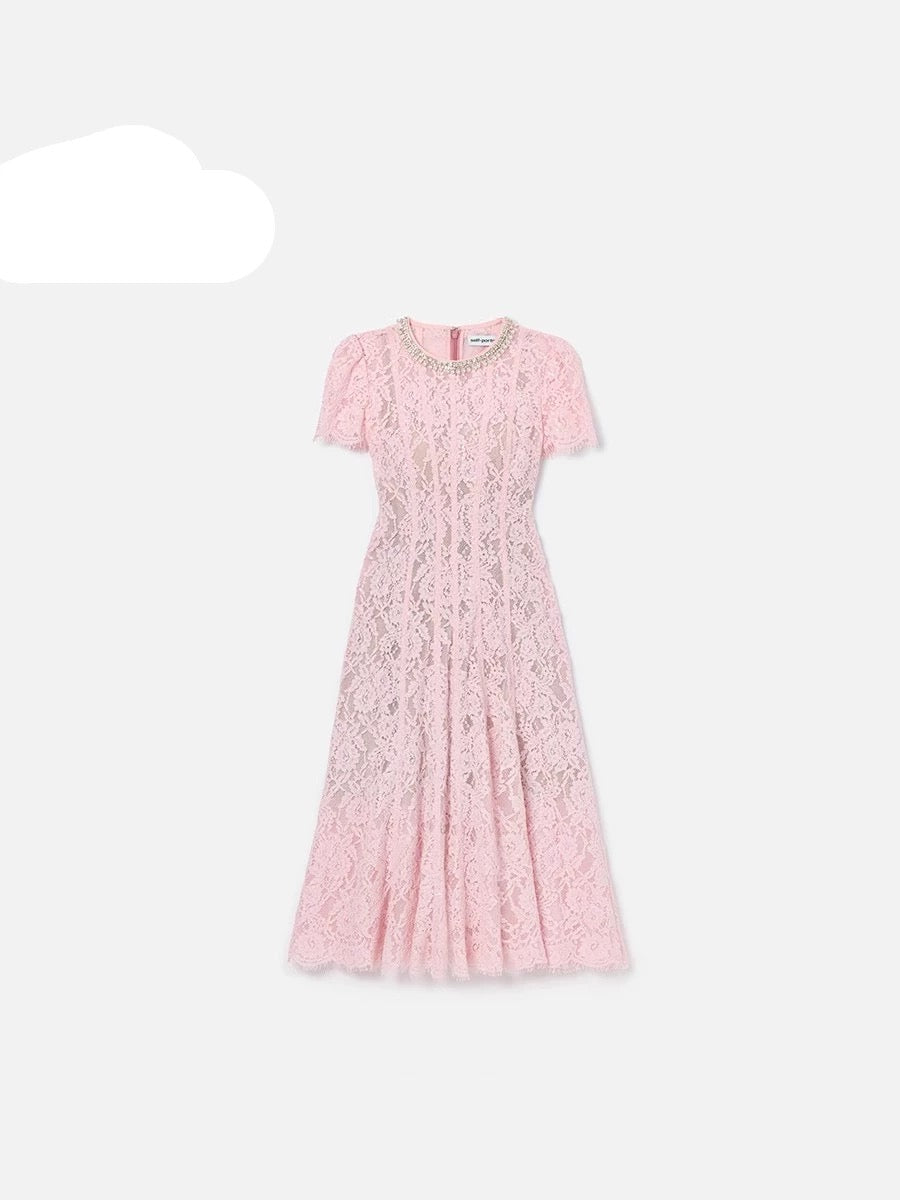 Élise Lace Diamond Midi Dress