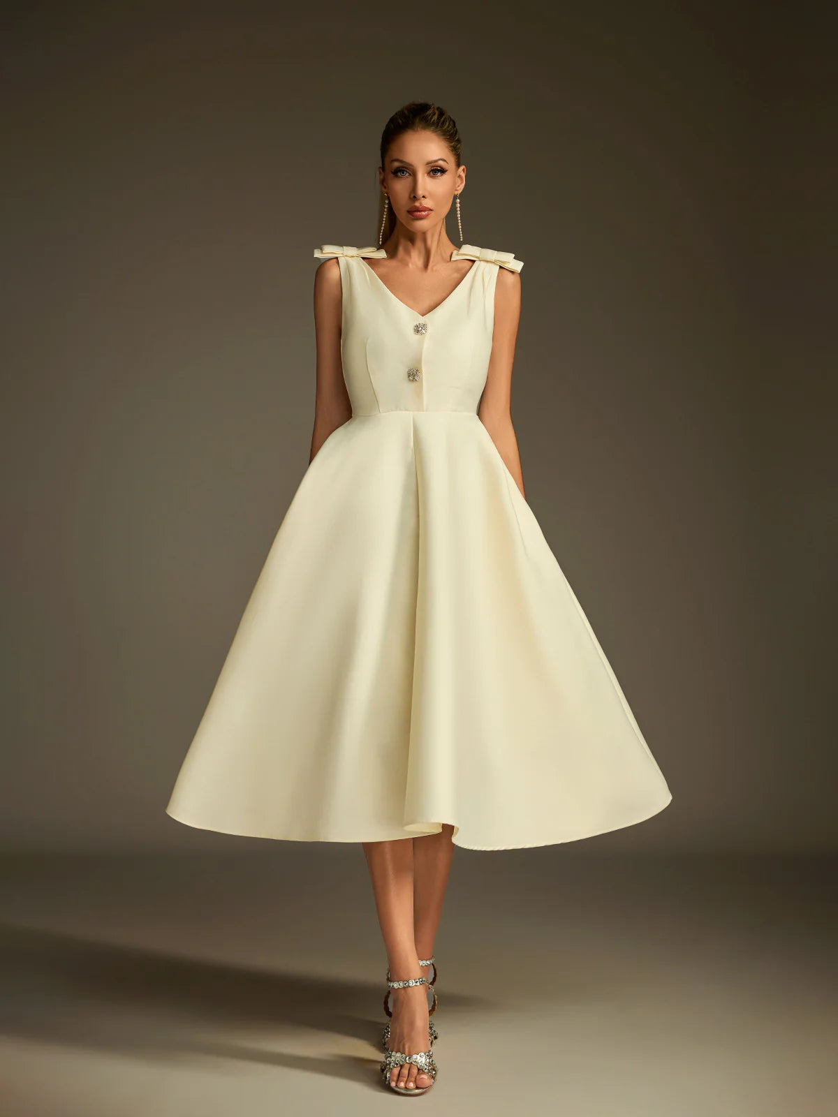 Colette Satin Fit & Flare Midi Dress