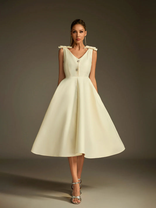 Colette Satin Fit & Flare Midi Dress