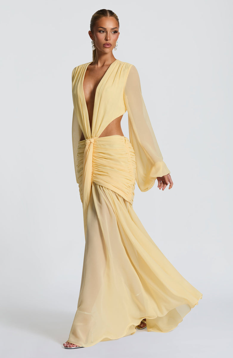Soleil Ruched Cutout Maxi Dress