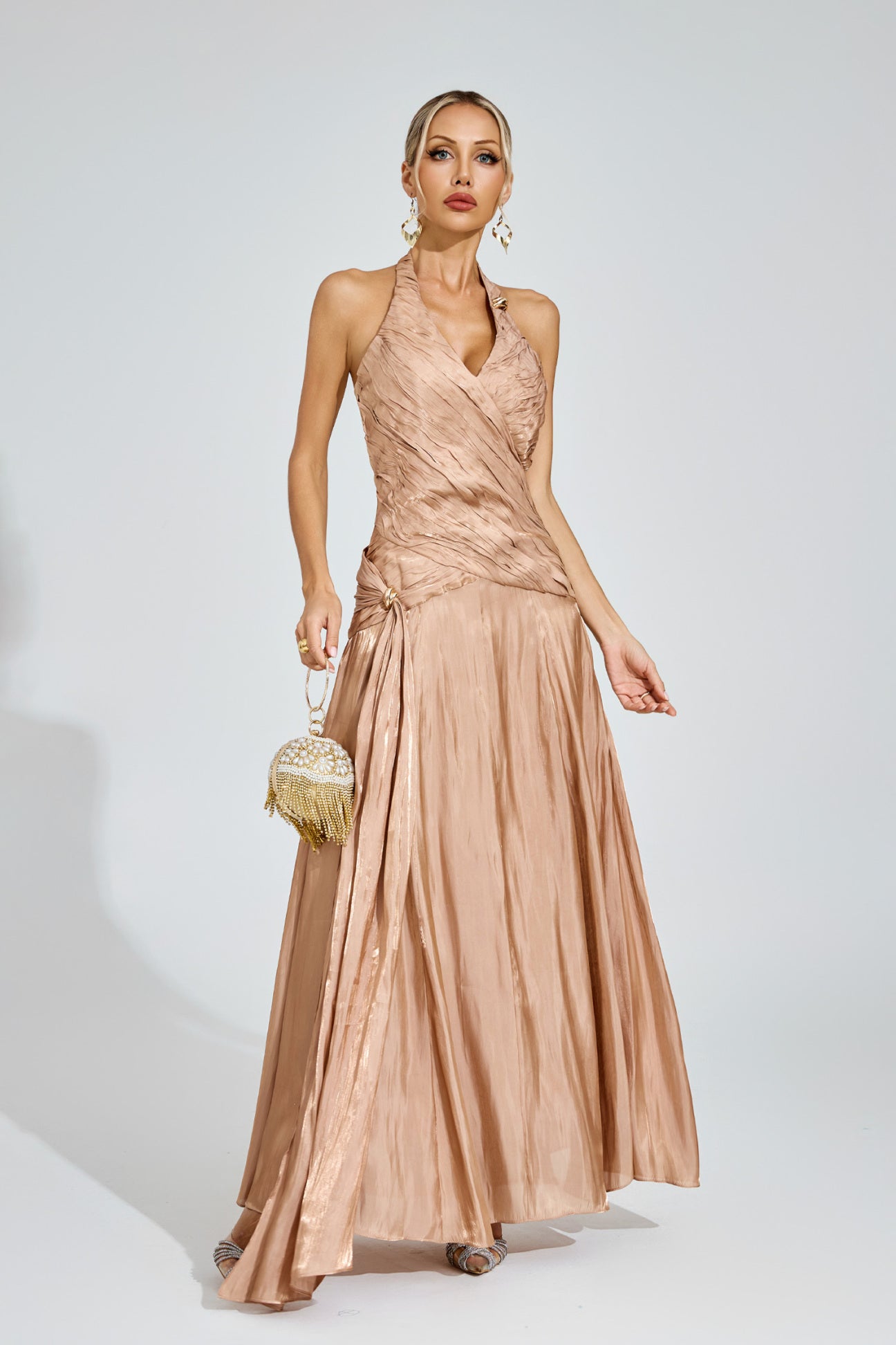 Golden Halo Satin Gown