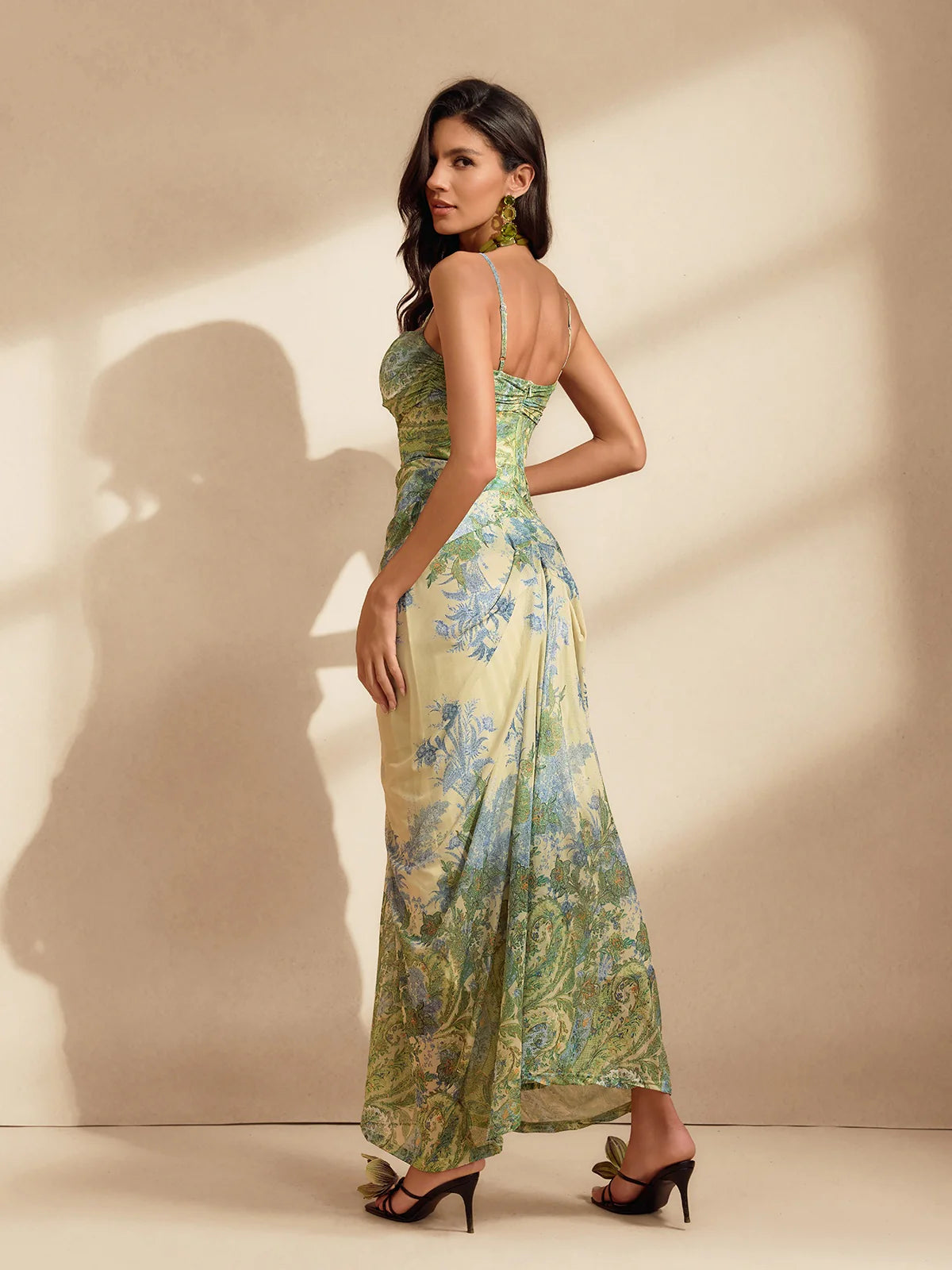 Eden Botanical Draped Maxi Dress