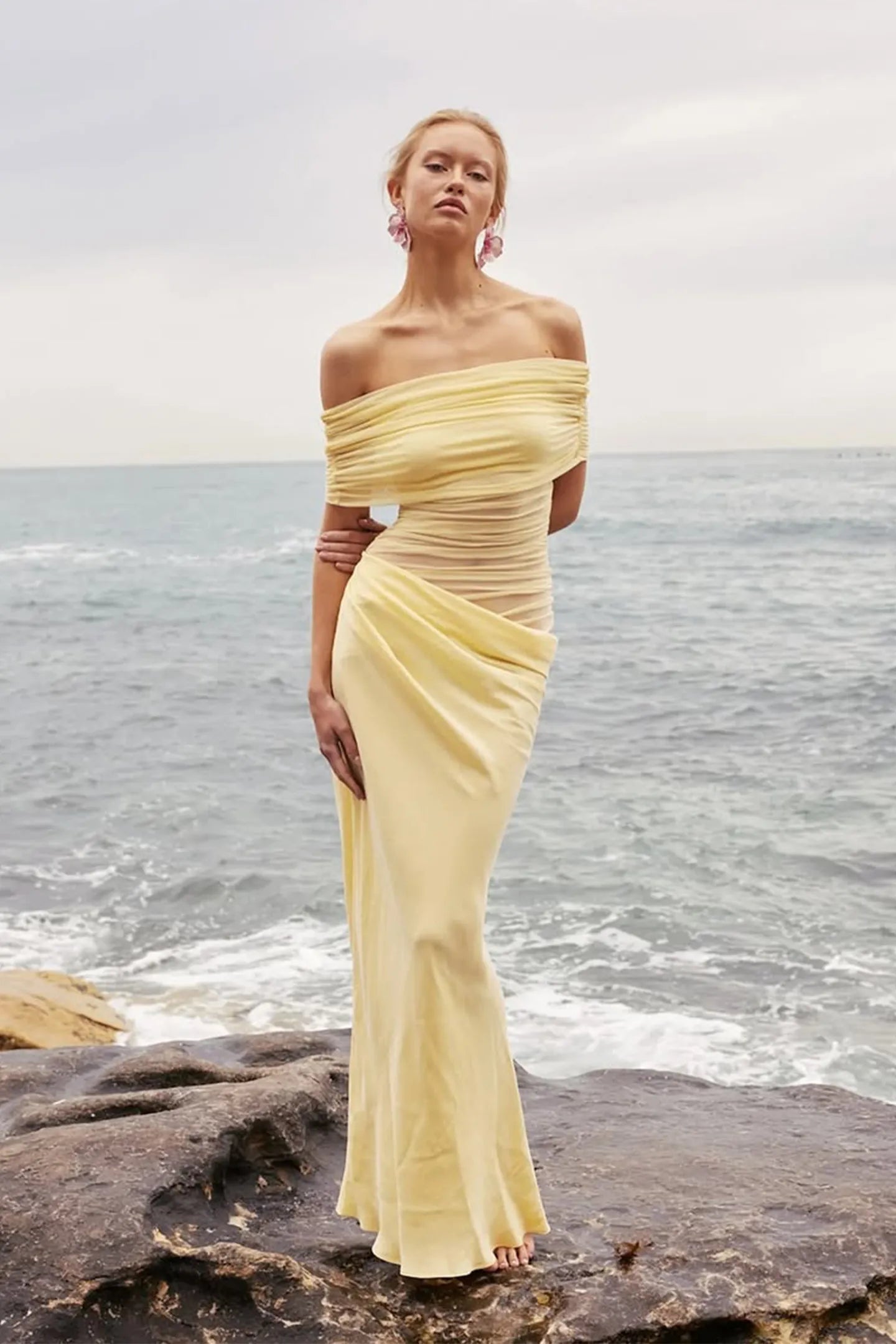 Livia Off Shoulder Draped Gown
