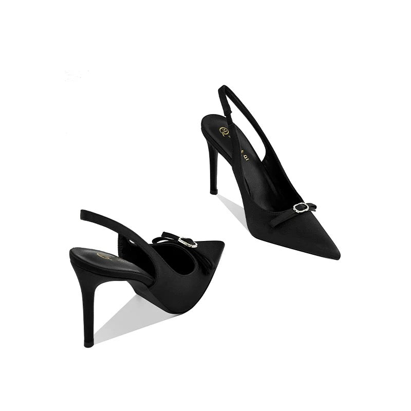 Amara Satin Bow Slingback Heels
