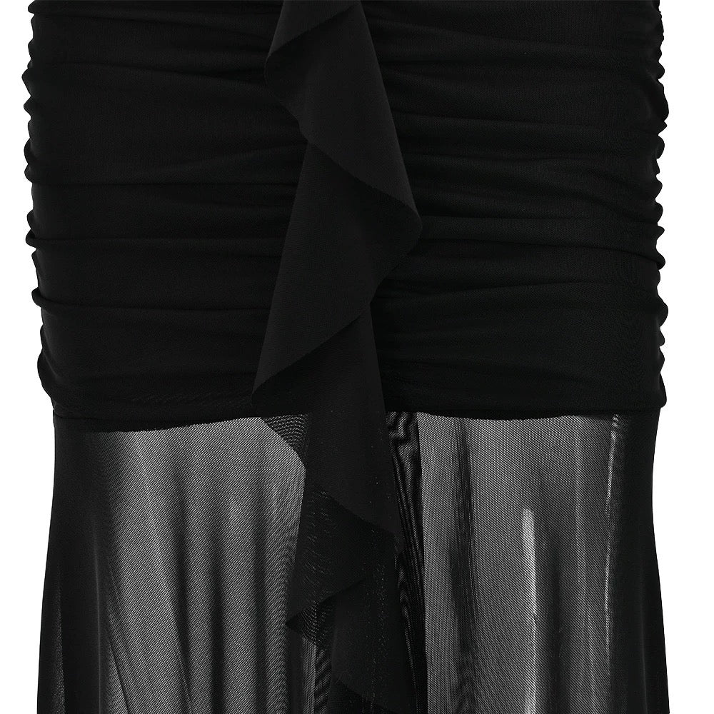 Valentina Sheer Halter Panel Gown