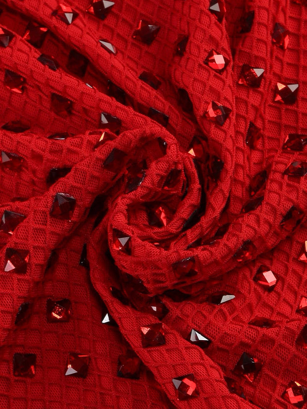 Scarlet Crystal Rose Midi Dress