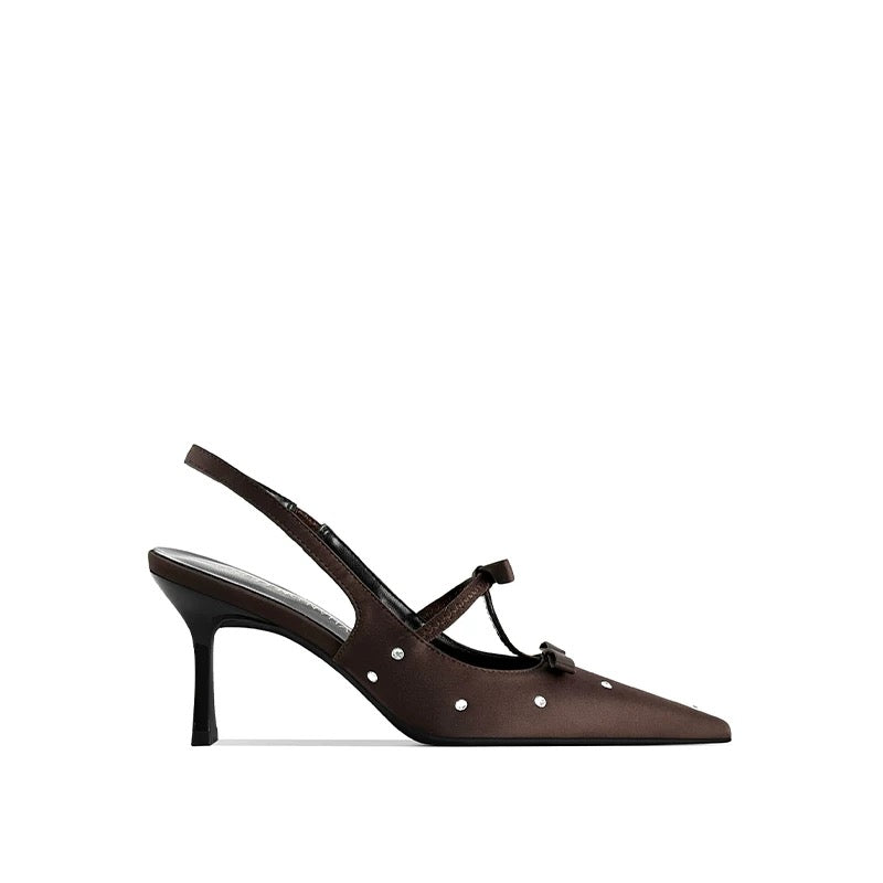 Liana Crystal Dots Satin Slingback Heels