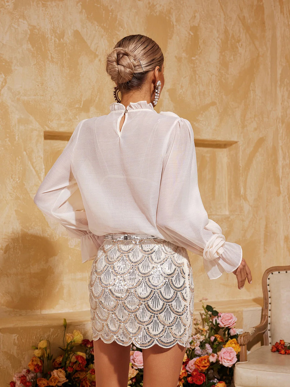 Fleur Rosette Sheer Blouse