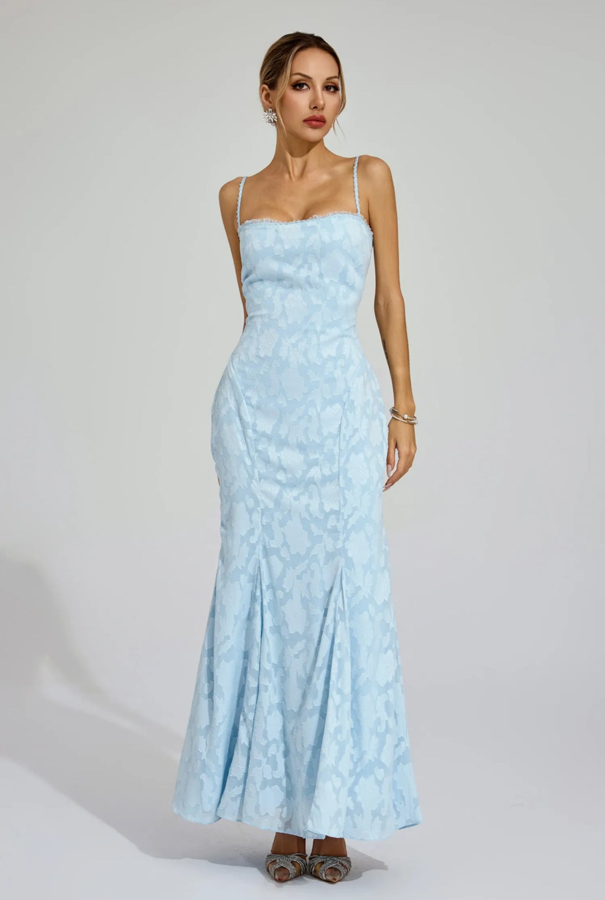 Céleste Back-Tie Blue Gown