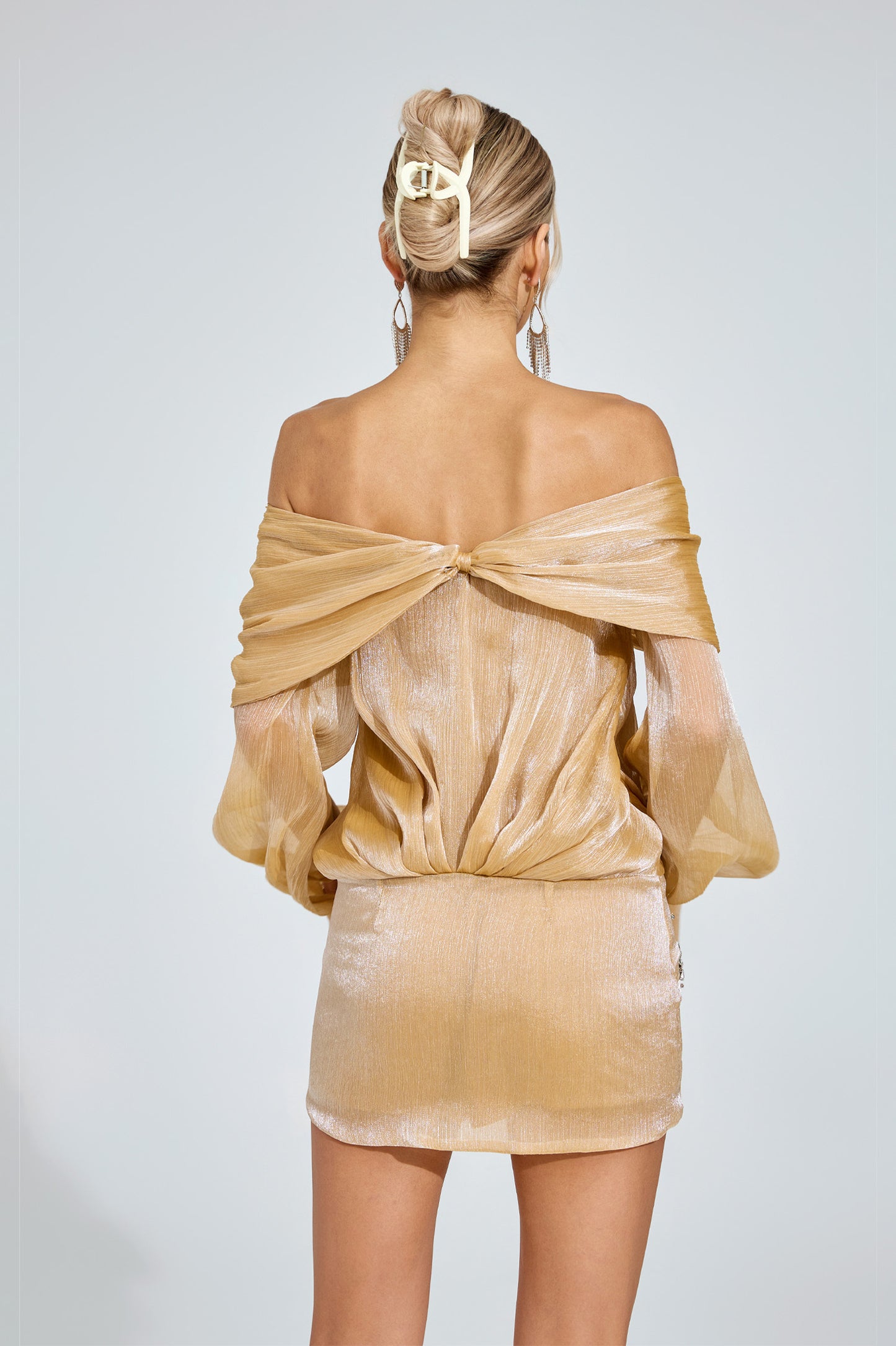 Gilded Bloom Crystal Mini Dress