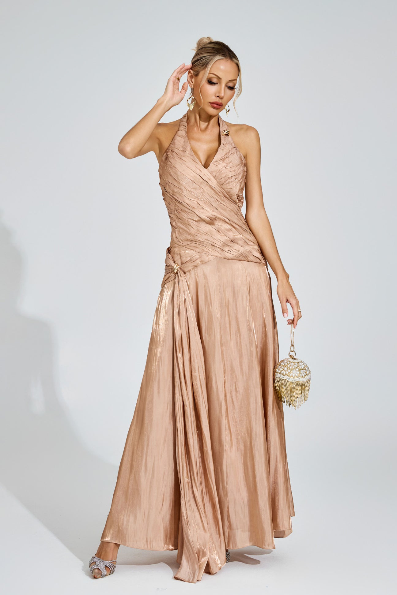 Golden Halo Satin Gown